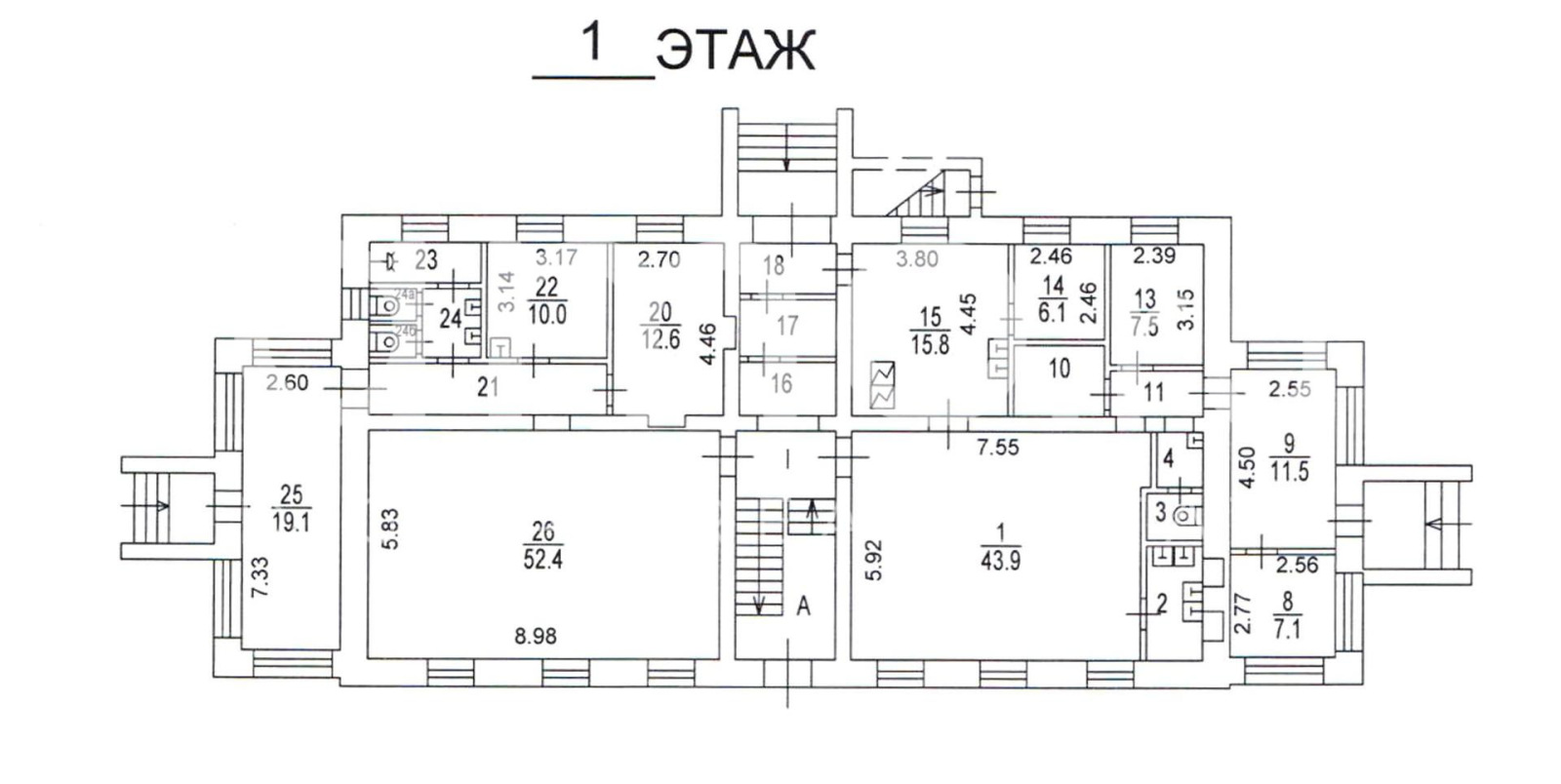 Планировка офиса 559.1 м², 1 этаж, Административное здание «г Москва, Магаданская ул., 9»